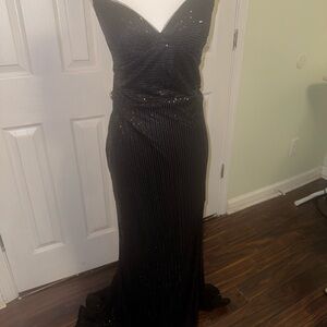 Elegant Black Sequin Evening Gown